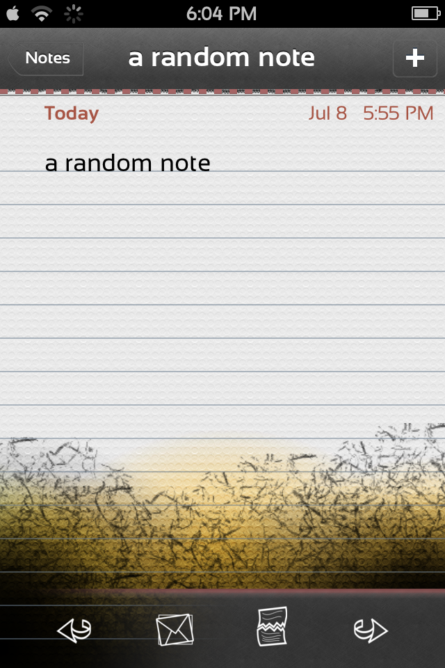 Before/after image of Notes app with theme