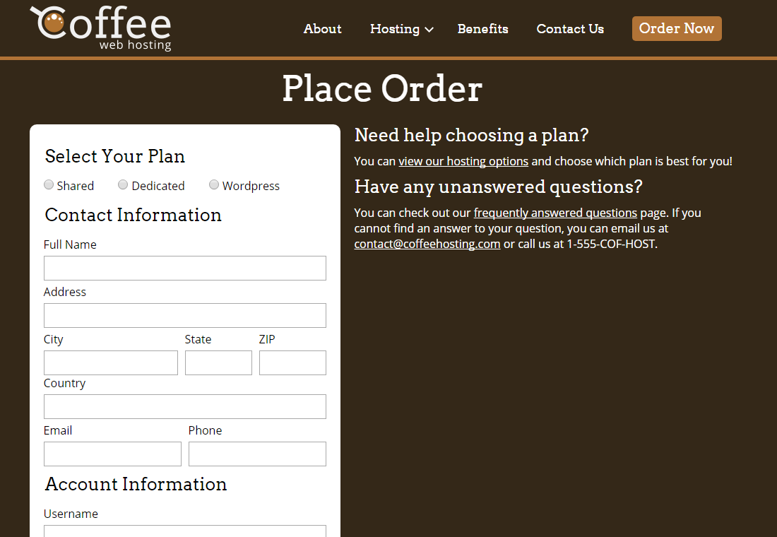 A screenshot of the forms used in the website