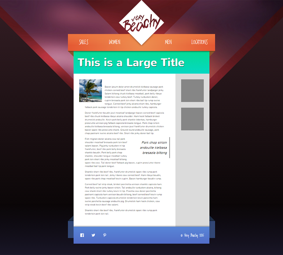 Screenshot of Very Beachy theme in progress