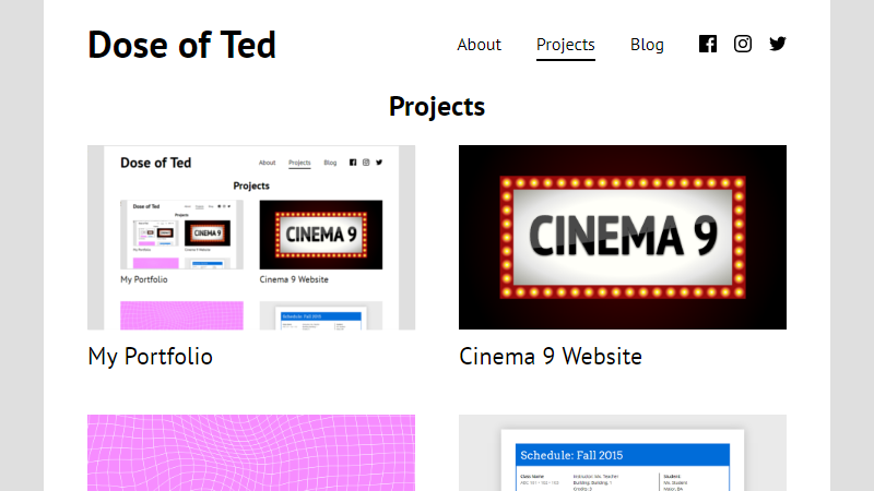 Screenshot of my portfolio website