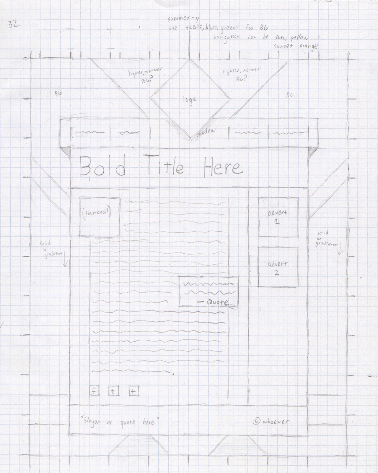 The first sketch of the Very Beachy theme